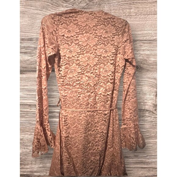 Free People We Are HAH Wrap Star Dress Sz XS Womens Pink Lace Wrap Around Tie Dr - Picture 11 of 11